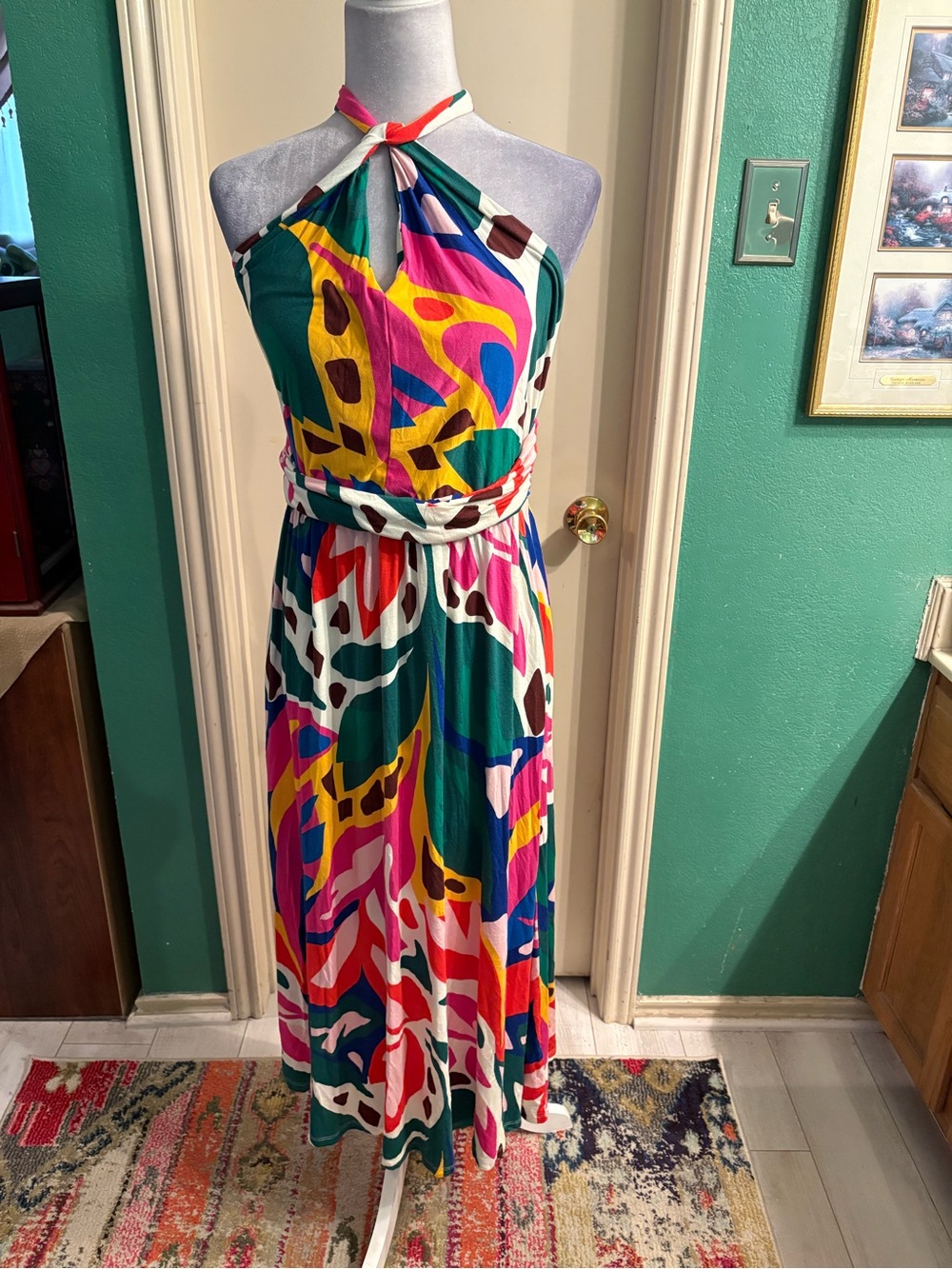 Boden Sydney Green & Multicolor Twist Halter Maxi Dress - Picture 5 of 16